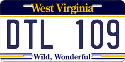 WV license plate DTL109