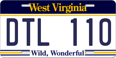 WV license plate DTL110