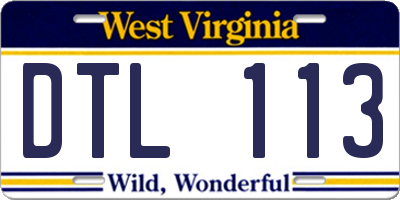 WV license plate DTL113