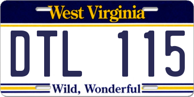 WV license plate DTL115