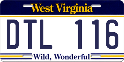 WV license plate DTL116