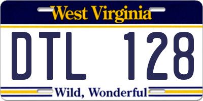 WV license plate DTL128