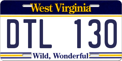 WV license plate DTL130