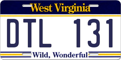 WV license plate DTL131