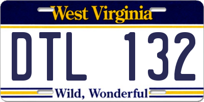 WV license plate DTL132