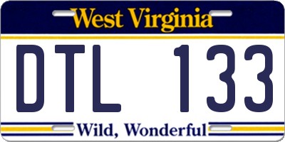 WV license plate DTL133