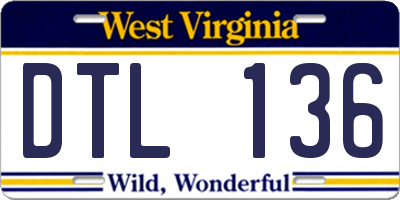 WV license plate DTL136