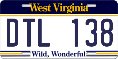WV license plate DTL138