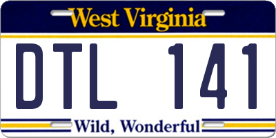 WV license plate DTL141