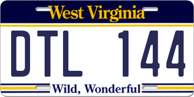 WV license plate DTL144