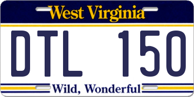 WV license plate DTL150