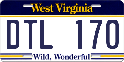 WV license plate DTL170