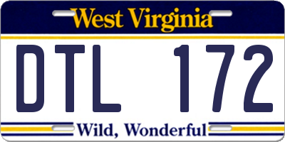 WV license plate DTL172