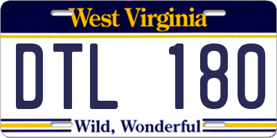 WV license plate DTL180