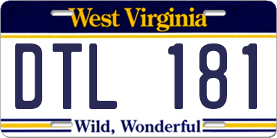 WV license plate DTL181