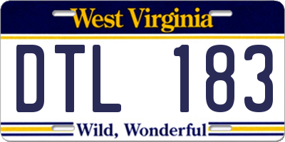 WV license plate DTL183
