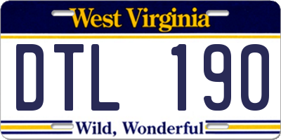 WV license plate DTL190