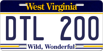 WV license plate DTL200