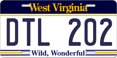 WV license plate DTL202