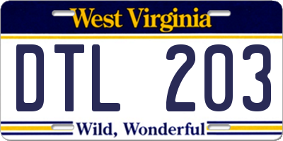 WV license plate DTL203