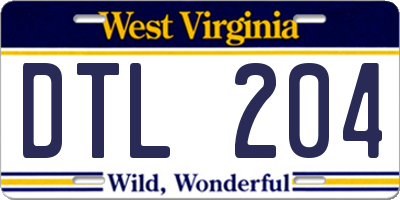 WV license plate DTL204