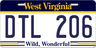 WV license plate DTL206