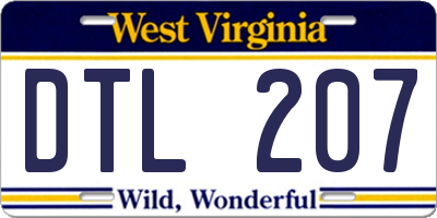 WV license plate DTL207