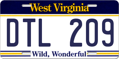WV license plate DTL209