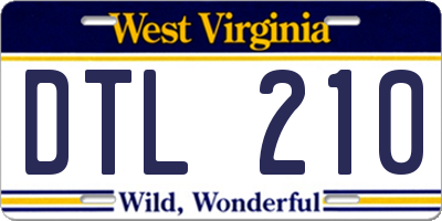 WV license plate DTL210