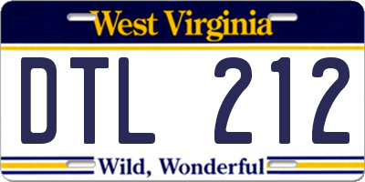 WV license plate DTL212