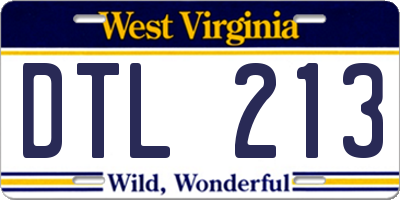 WV license plate DTL213