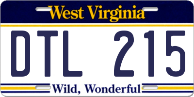 WV license plate DTL215