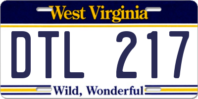 WV license plate DTL217