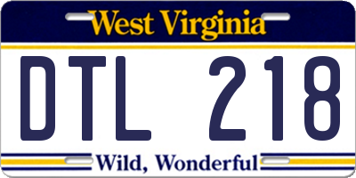WV license plate DTL218
