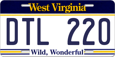 WV license plate DTL220