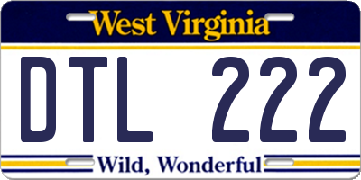 WV license plate DTL222