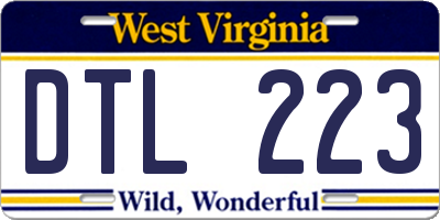 WV license plate DTL223