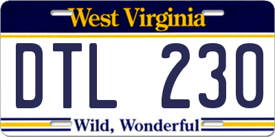 WV license plate DTL230