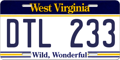 WV license plate DTL233