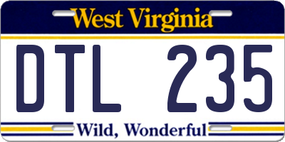 WV license plate DTL235