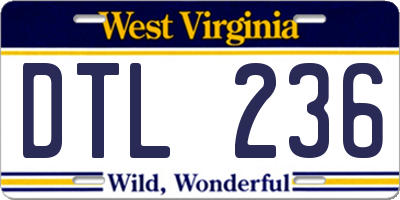 WV license plate DTL236