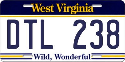 WV license plate DTL238