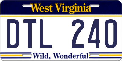 WV license plate DTL240