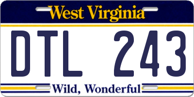 WV license plate DTL243