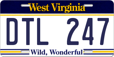 WV license plate DTL247