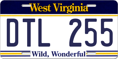 WV license plate DTL255