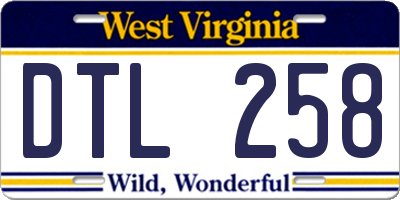 WV license plate DTL258