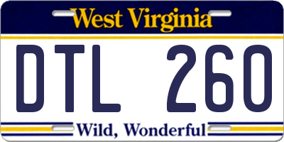 WV license plate DTL260