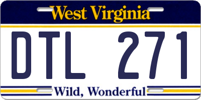 WV license plate DTL271