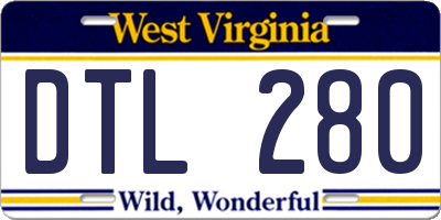 WV license plate DTL280